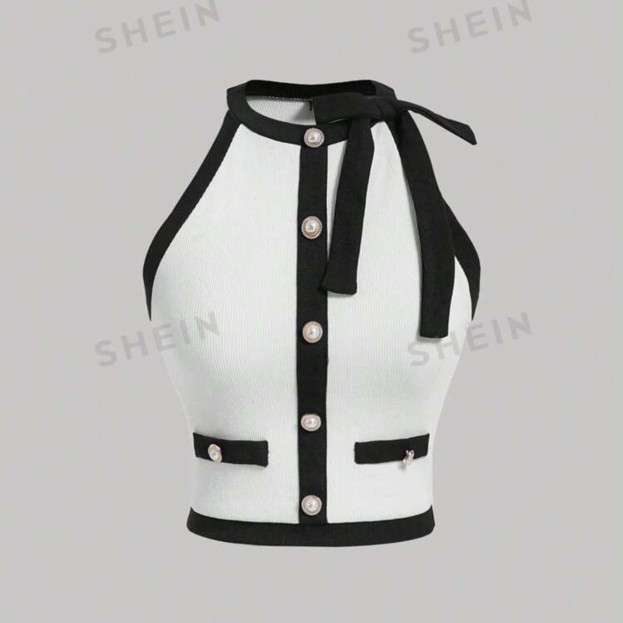White and black elegant top